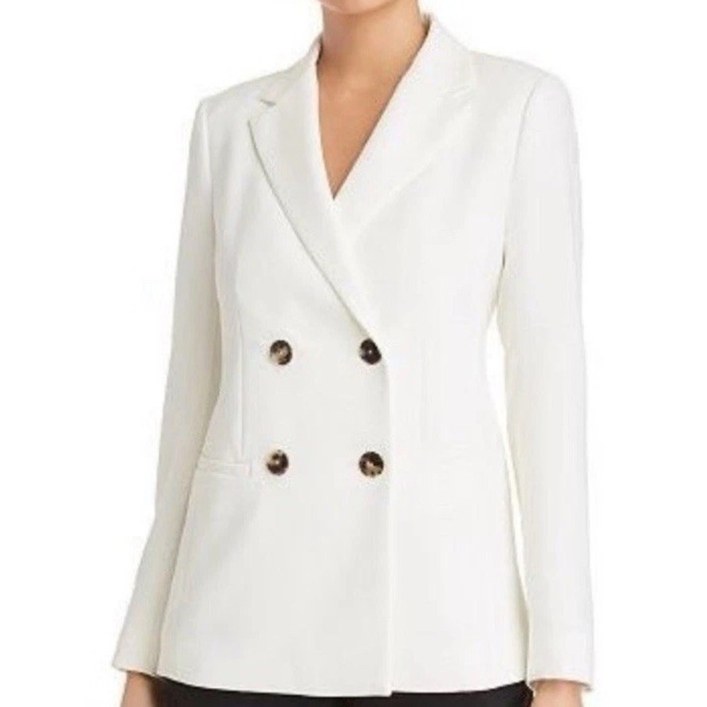 Kate Spade White‎ Polyester Stretched-lined Blazer Double Breasted Women's Sz 14